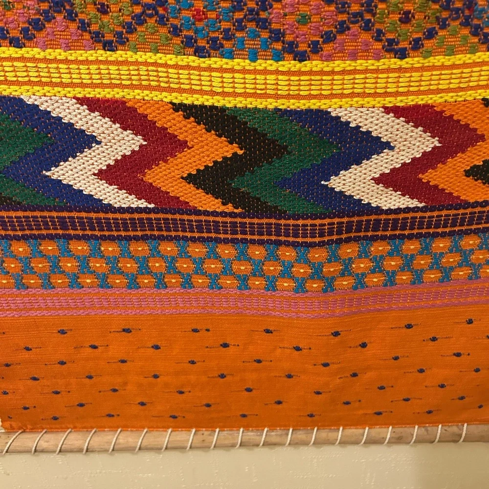 South American Handcrafted Multicolor Woven Wall Hanging 50 x 16.Lovely!